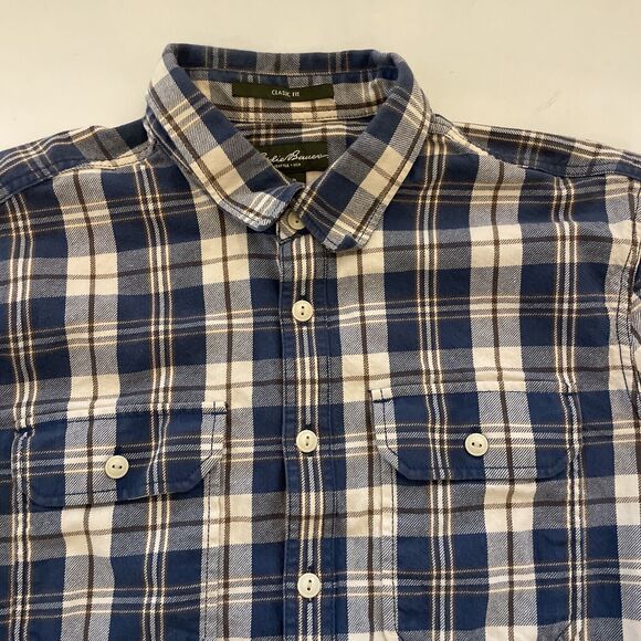 Vintage 90s Eddie Bauer Shirt Mens TALL XL Flannel Pocket Heavyweight Country - Picture 2 of 11